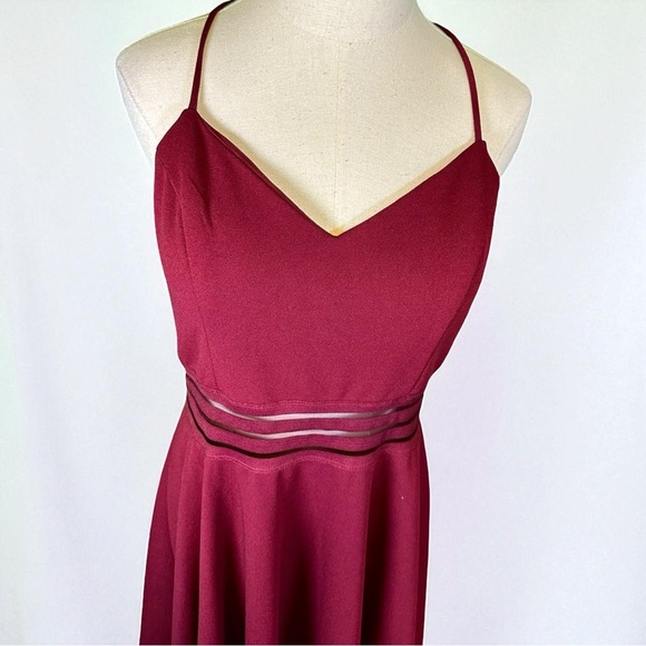 NWT City Studios Juniors ‘Illusion Fit and Flare Lace-Back Mini Dress’ in Ruby - Picture 5 of 15